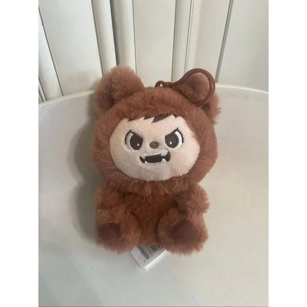 NWOT La Babies Brown WuWu Sparkle Monster Plush Clip-On Keychain Stuffed Toy